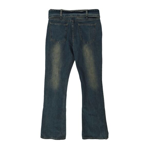 NWT Prettylittlething Women's Flare Y2K Vines Tinted Denim Sz 8 - Picture 3 of 5